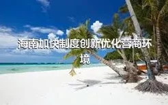 海南加快制度创新优化营商环境